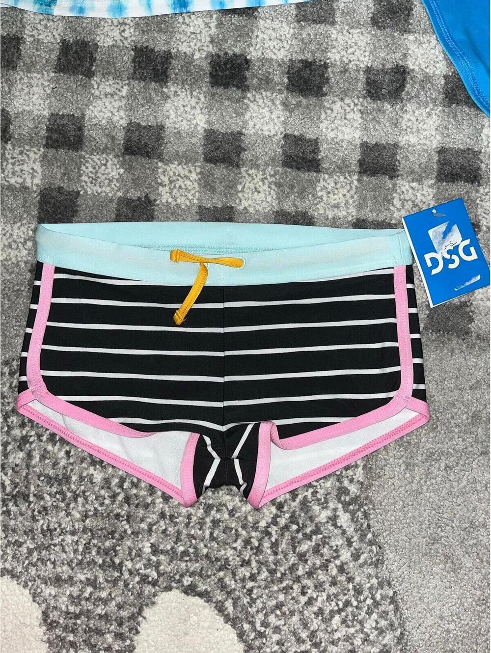 DSG Girls XS Swim Shorts Striped Athletic Style NWT